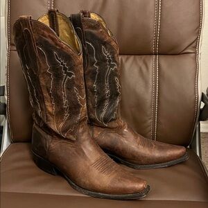 J.B. Dillon Distressed Brown Western Boots Goat leather 9.5 ee.